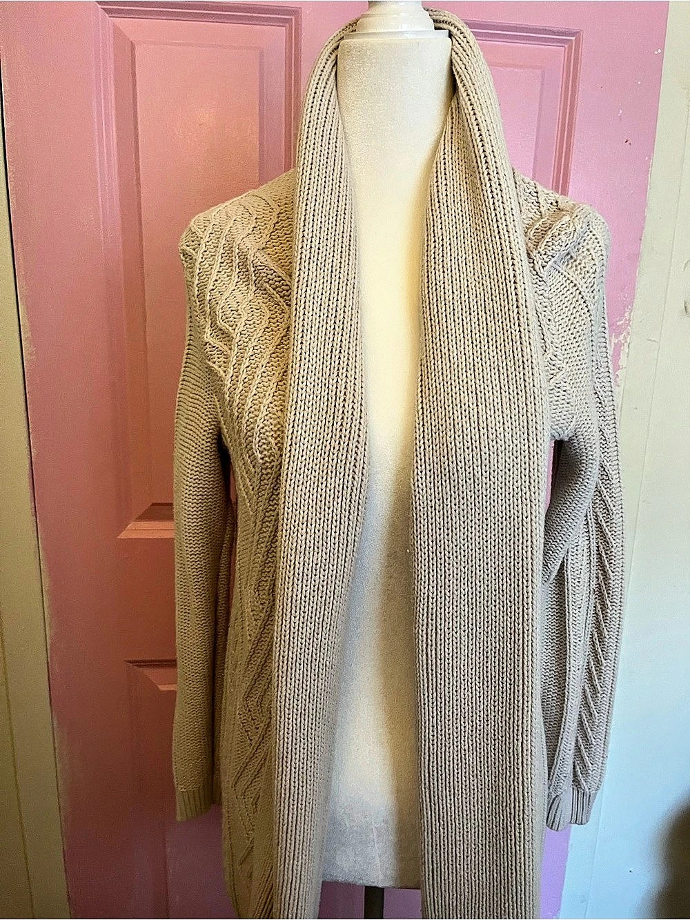 Cable Knit Cardigan in Cream Like New